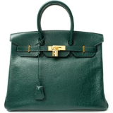 Green leather 'Birkin 35' vintage large satchel