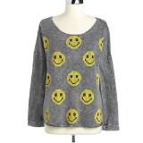 Slashed-Back Smiley Cotton Sweatshirt