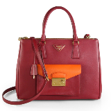 Saffiano Lux Bicolor Top-Handle Bag | Pink
