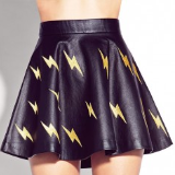 Shocking Faux Leather Skater Skirt