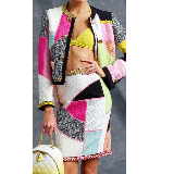 Colorblock Mixed Media Jacket & Skirt Set | Resort 2016 Collection